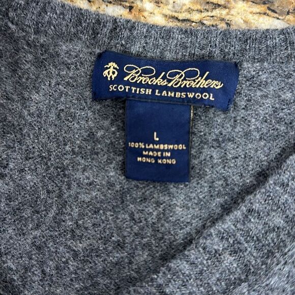 Brooks Brothers Scottish Lambswool Gray Vest Sleeveless Sweater Size L - Picture 4 of 7
